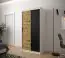 Kleiderschrank mit modernen Design Dom 03, Farbe: Weiß matt / Eiche Artisan / Schwarz matt - Abmessungen: 200 x 100 x 62 cm (H x B x T), mit genügend Stauraum