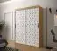 Schlichter Kleiderschrank mit modernen Design Dom 50, Farbe: Eiche Artisan / Weiß matt - Abmessungen: 200 x 150 x 62 cm (H x B x T), mit fünf Fächern und zwei Kleiderstangen