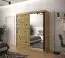 Edler Kleiderschrank mit Spiegeltür Dom 91, Farbe: Eiche Artisan / Schwarz matt - Abmessungen: 200 x 180 x 62 cm (H x B x T), mit 10 Fächern und zwei Kleiderstangen