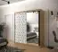 Neutraler Kleiderschrank mit modernen Design Dom 92, Farbe: Eiche Artisan / Weiß matt / Schwarz matt - Abmessungen: 200 x 180 x 62 cm (H x B x T), mit einer Spiegeltür