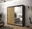 Neutraler Kleiderschrank mit genügend Stauraum Dom 101, Farbe: Schwarz matt / Eiche Artisan - Abmessungen: 200 x 200 x 62 cm (H x B x T), mit einer Spiegeltür