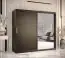 Eleganter Kleiderschrank mit einer Spiegeltür Liskamm 44, Farbe: Schwarz matt - Abmessungen: 200 x 200 x 62 cm (H x B x T), mit 10 Fächern und zwei Kleiderstangen