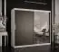 Stylischer Kleiderschrank mit einer Spiegeltür Liskamm 42, Farbe: Weiß matt / Schwarz matt - Abmessungen: 200 x 200 x 62 cm (H x B x T), mit 10 Fächern und zwei Kleiderstangen