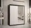 Eleganter Kleiderschrank mit fünf Fächern Balmenhorn 83, Farbe: Schwarz matt / Weiß matt - Abmessungen: 200 x 150 x 62 cm (H x B x T), mit einer Spiegeltür