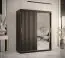 Edler Kleiderschrank mit einer Spiegeltür Balmenhorn 84, Farbe: Schwarz matt - Abmessungen: 200 x 150 x 62 cm (H x B x T), mit fünf Fächern und zwei Kleiderstangen