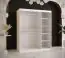 Stylischer Kleiderschrank mit genügend Stauraum Hochfeiler 09, Farbe: Weiß / Schwarzer Marmor - Abmessungen: 200 x 150 x 62 cm (H x B x T), mit zwei Spiegel und fünf Fächern