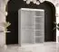 Eleganter Kleiderschrank mit Marmor Optik Hochfeiler 53, Farbe: Weiß / Schwarzer Marmor - Abmessungen: 200 x 120 x 62 cm (H x B x T), mit fünf Fächern und einen Spiegel