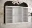 Edler Kleiderschrank mit drei Spiegeltüren Hochfeiler 93, Farbe: Weiß / Schwarzer Marmor - Abmessungen: 200 x 250 x 62 cm (H x B x T), mit 10 Fächern und zwei Kleiderstangen