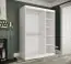 Kleiderschrank mit großen Spiegel Ätna 59, Farbe: Weiß matt / Schwarzer Marmor - Abmessungen: 200 x 150 x 62 cm (H x B x T), mit fünf Fächern