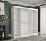 Außergewöhnlicher Kleiderschrank mit großen Spiegel Ätna 67, Farbe: Weiß matt / Schwarzer Marmor - Abmessungen: 200 x 200 x 62 cm (H x B x T), mit 10 Fächern und zwei Kleiderstangen