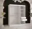 Eleganter Kleiderschrank mit genügend Stauraum Hochfeiler 33, Farbe: Weiß / Schwarzer Marmor - Abmessungen: 200 x 150 x 62 cm (H x B x T), mit fünf Fächern und zwei Spiegel
