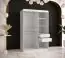 Moderner Kleiderschrank Hochfeiler 29, Farbe: Weiß / Schwarzer Marmor - Abmessungen: 200 x 120 x 62 cm (H x B x T), mit fünf Fächern und zwei Spiegel