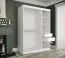 Kleiderschrank mit großen Spiegel Ätna 59, Farbe: Weiß matt / Schwarzer Marmor - Abmessungen: 200 x 150 x 62 cm (H x B x T), mit fünf Fächern