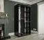 Stylischer Kleiderschrank mit Spiegeltür Ätna 74, Farbe: Schwarz matt / Weißer Marmor - Abmessungen: 200 x 100 x 62 cm (H x B x T), mit fünf Fächern und zwei Kleiderstangen