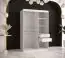 Moderner Schiebetüreschrank mit einer Spiegeltür Liskamm 30, Farbe: Weiß matt / Schwarz matt - Abmessungen: 200 x 120 x 62 cm (H x B x T), mit fünf Fächern und zwei Kleiderstangen