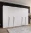 Drehtürenschrank / Kleiderschrank | Farbe: Weiß | 4 Fächer | 3 Meter breit | Griffe: Kaschmir | 4 Kleiderstangen | Soft-Close-Funktion | Maße: 300 x 52 x 202 cm