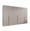 Drehtürenschrank | Farbe: Kaschmir | ABS-Kanten | 3 Meter breit | 3 Kleiderstangen | Soft-Close-Funktion | Griffe: Gold | 3 Fächer | Maße: 300 x 52 x 202 cm