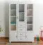 Kleiderschrank | 5 Drehtüren | 4 Schubladen | 12 Fächer | 121 cm breit | Massivholz | Farbe: Weiß Abbildung