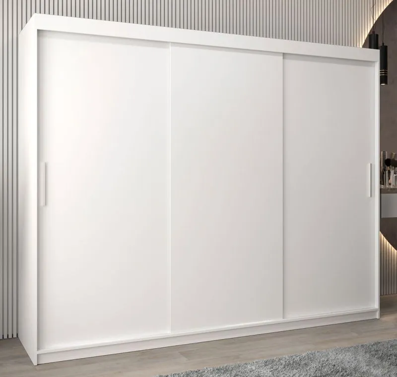 Schiebetürenschrank / Kleiderschrank Bisaurin 6A, Farbe: Weiß matt - Abmessungen: 200 x 250 x 62 cm ( H x B x T)