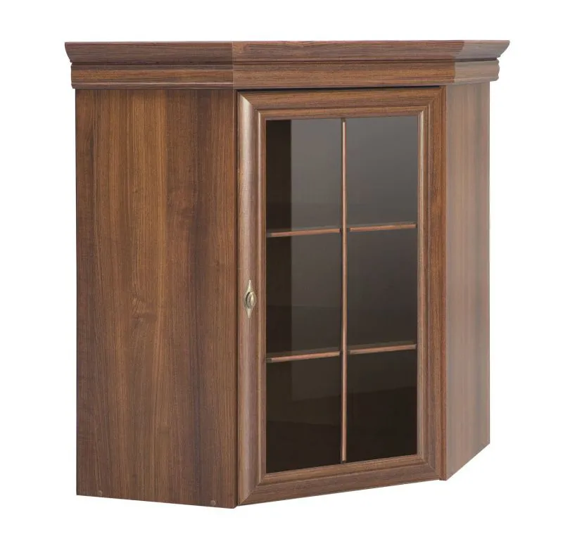 Vitrinenaufsatz für Kommode Sentis, Farbe: Dunkelbraun - 97 x 75 x 75 cm (H x B x T)