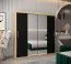 Schiebetürenschrank / Kleiderschrank Bisaurin 5B mit Spiegel, Farbe: Eiche Sonoma / Schwarz - Abmessungen: 200 x 200 x 62 cm ( H x B x T)