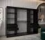 Schiebetürenschrank / Kleiderschrank Bisaurin 6B mit Spiegel, Farbe: Schwarz - Abmessungen: 200 x 250 x 62 cm ( H x B x T)