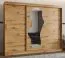 Kleiderschrank Lagginhorn 21, Farbe: Eiche Artisan, 2,5 Meter breit, ein Spiegel, 10 Fächer, Schiebetürenschrank, zwei Kleiderstangen, Aluminiumschienen