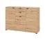 Kommode mit drei Türen Pecini 03, Farbe: Eiche Artisan, zwei Schubladen, Sideboard, acht Fächer, ABS-Kanten, Maße: 95 x 135 x 40 cm, modernes Design