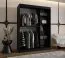 Kleiderschrank / Schiebetürenschrank Lagginhorn 11, Farbe: Schwarz, eine Spiegeltür, 1,5 Meter breit, fünf Fächer, Aluminiumschienen, zwei Kleiderstangen