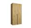 Kleiderschrank / Drehtürenschrank mit Soft-Close-Funktion Eiger 01, Farbe: Eiche Artisan, eine Kleiderstange, Griffe: Schwarz, 1 Meter breit, ein Fach