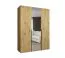 Drehtürenschrank mit einer Spiegeltür Eiger 67, Farbe: Eiche Artisan, 1,5 Meter breit, Griffe: Schwarz, zwei Kleiderstangen, Kleiderschrank, zwei Fächer