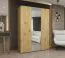 Kleiderschrank mit Soft-Close-Funktion Eiger 68, eine Spiegeltür, Farbe: Eiche Artisan, zwei Kleiderstangen, 1,5 Meter breit, zwei Fächer, Griffe: Kaschmir