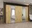 Kleiderschrank mit Soft-Close-Funktion Eiger 101, zwei Spiegeltüren, Farbe: Eiche Artisan, vier Kleiderstangen, 3 Meter breit, vier Fächer, Griffe: Kaschmir