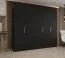 Drehtürenschrank mit Soft-Close-Funktion Korab 41, Farbe: Schwarz, 2,5 Meter breit, drei Fächer, drei Kleiderstangen, Griffe: Gold, Kleiderschrank