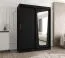Schiebetürenschrank / Kleiderschrank Aletschhorn 11, Farbe: Schwarz, fünf Fächer, eine Spiegeltür, 1,5 Meter breit, zwei Kleiderstangen, Aluminiumschienen
