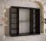 Außergewöhnlicher Kleiderschrank mit zwei Spiegeltüren Hochfeiler 90, Farbe: Schwarz / Weißer Marmor - Abmessungen: 200 x 200 x 62 cm (H x B x T), mit 10 Fächern und zwei Kleiderstangen
