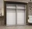 Kleiderschrank / Drehtürenschrank Korab 86, Farbe: Kaschmir, 2 Meter breit, zwei Kleiderstangen, Soft-Close, zwei Spiegeltüren, Griffe: Schwarz, zwei Fächer