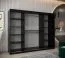 Schiebetürenschrank / Kleiderschrank Jorasses 23, Farbe: Schwarz, 2,5 Meter breit, fünf Fächer, zwei Spiegeltüren, zwei Kleiderstangen, Aluminiumschienen
