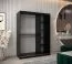 Schiebetürenschrank / Kleiderschrank Aletschhorn 11, Farbe: Schwarz, fünf Fächer, eine Spiegeltür, 1,5 Meter breit, zwei Kleiderstangen, Aluminiumschienen