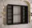 Eleganter Kleiderschrank mit einer Spiegeltür Liskamm 44, Farbe: Schwarz matt - Abmessungen: 200 x 200 x 62 cm (H x B x T), mit 10 Fächern und zwei Kleiderstangen