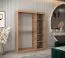 Schiebetürenschrank mit einer Spiegeltür Musala 09, Farbe: Eiche Artisan, 1,5 Meter breit, fünf Fächer, zwei Kleiderstangen, Aluminiumschienen, Kleiderschrank