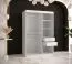 Kleiderschrank mit außergewöhnlichen Design Hochfeiler 05, Farbe: Weiß / Schwarzer Marmor - Abmessungen: 200 x 120 x 62 cm (H x B x T), mit fünf Fächern und zwei Kleiderstangen