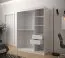 Kleiderschrank mit stylischen Design Dom 88, Farbe: Weiß matt / Schwarz matt - Abmessungen: 200 x 150 x 62 cm (H x B x T), mit einer Spiegeltür