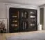 Kleiderschrank mit 10 Fächer Ortler 07, Farbe: Schwarz, 2,5 Meter breit, Schiebetürenschrank, Türen mit Rauchglas, zwei Kleiderstangen, aus hochwertigen Materiealien