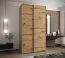Kleiderschrank / Schiebetürenschrank | Soft-Close-Funktion | 6 Fächer | 2 Kleiderstangen | 245,5 x 130 x 64 cm | 3 Schiebetüren | Farbe: Eiche Artisan