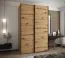 Kleiderschrank / Schiebetürenschrank | 245,5 x 150 x 64 cm | 2 Schiebetüren | 2 Kleiderstangen| 6 Fächer | 6 Einlegeböden | Farbe: Eiche Artisan