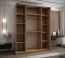 Kleiderschrank / Schiebetürenschrank | 2 Kleiderstangen | 245,5 x 200 x 64 cm | 11 Fächer | Soft-Close | 2 Schiebetüren | Spiegel | Farbe: Eiche Artisan