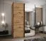 Kleiderschrank / Schiebetürenschrank | 11 Fächer | Spiegel | 2 Kleiderstangen | 245,5 x 170 x 64 cm | 2 Schiebetüren | Soft-Close | Farbe: Eiche Artisan