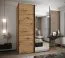 Kleiderschrank / Schiebetürenschrank | 2 Kleiderstangen | Farbe: Eiche Artisan | 245,5 x 180 x 64 cm | 2 Schiebetüren | Soft-Close | Spiegel | 11 Fächer