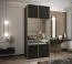 Kleiderschrank / Schiebetürenschrank | 245,5 x 110 x 64 cm | Spiegel | Farbe: Schwarz | Soft-Close | 2 Schiebetüren | 2 Kleiderstangen | 6 Fächer